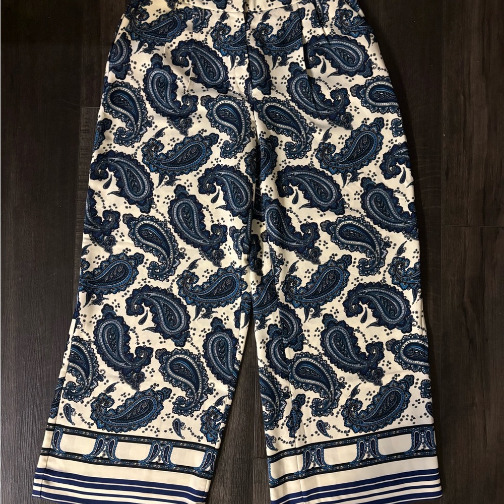 Express Navy and White Paisley Pants